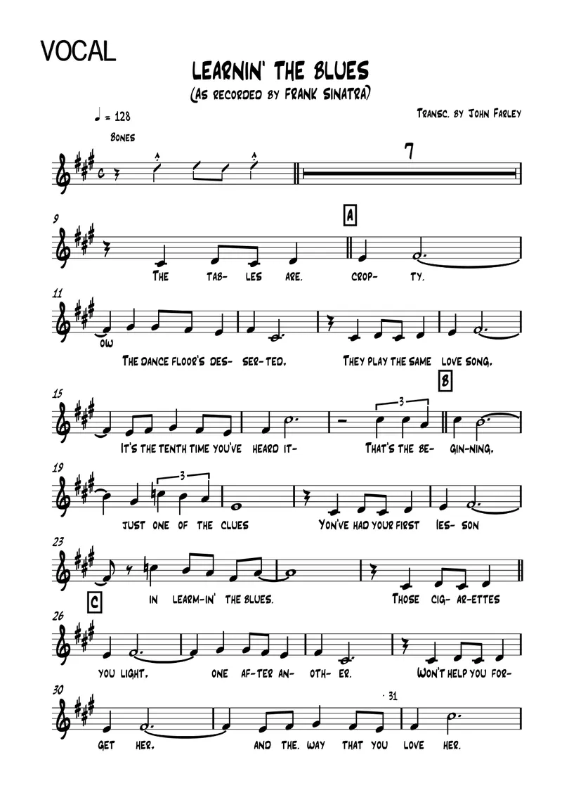Learnin' The Blues score preview