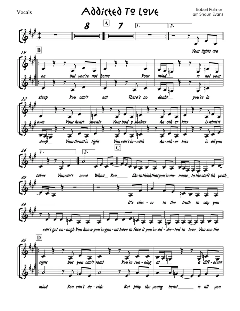 Addicted To Love - 3 horns + Rhythm score preview