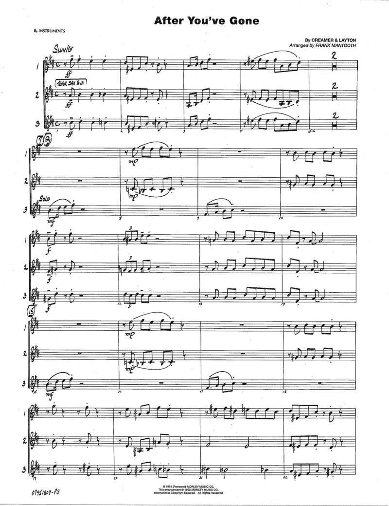 After You've Gone score preview