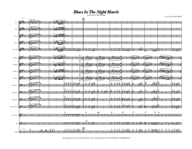 Blues In The Night March score preview