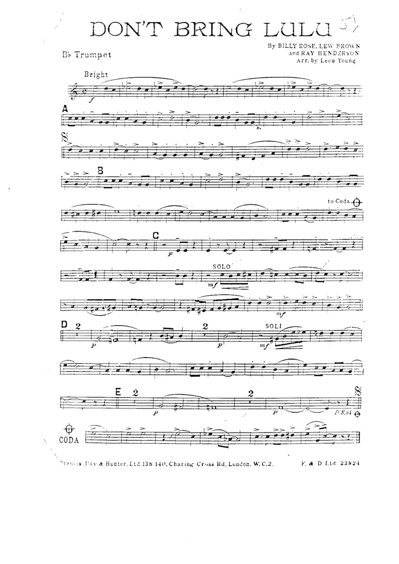 Don't Bring Lulu score preview