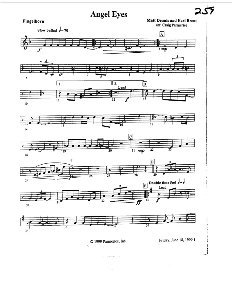 Angel Eyes score preview