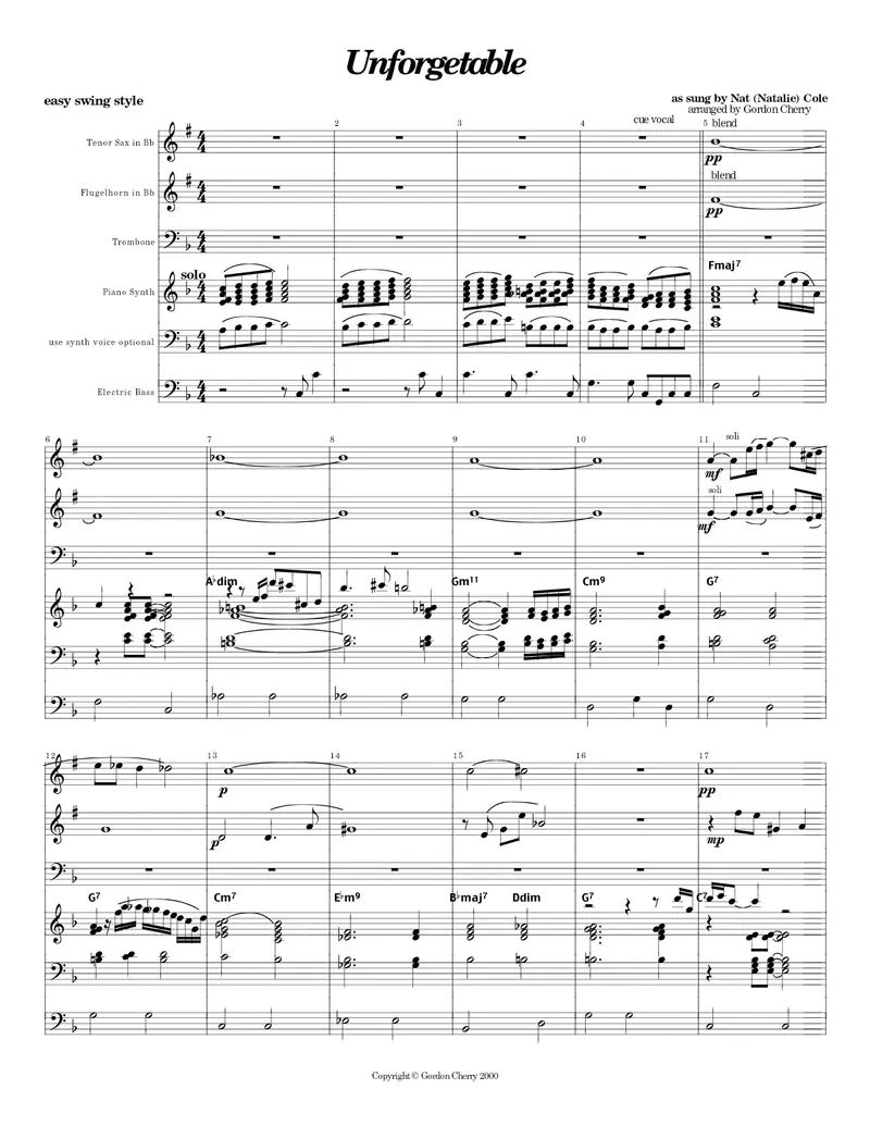 Unforgettable (Natalie Cole) Combo score preview