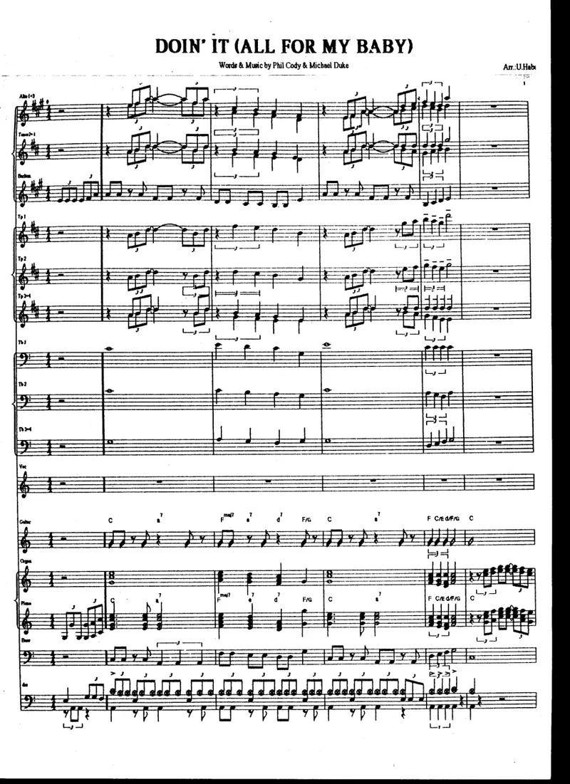 Doin It (All For My Baby) score preview