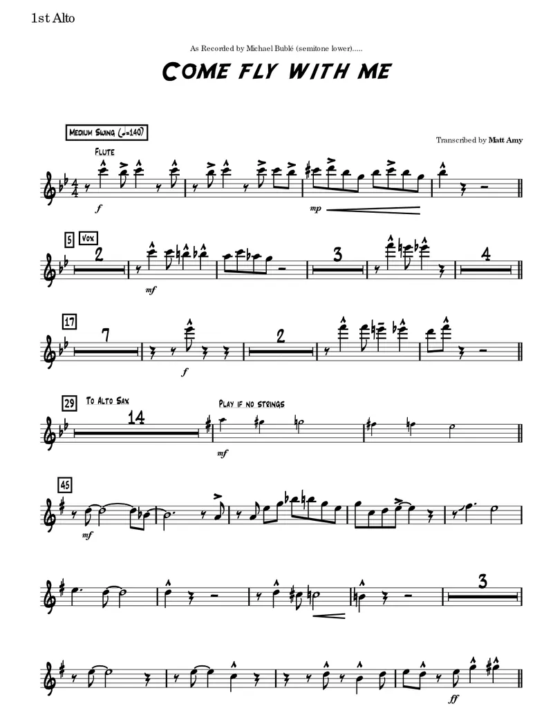 Come Fly With Me score preview