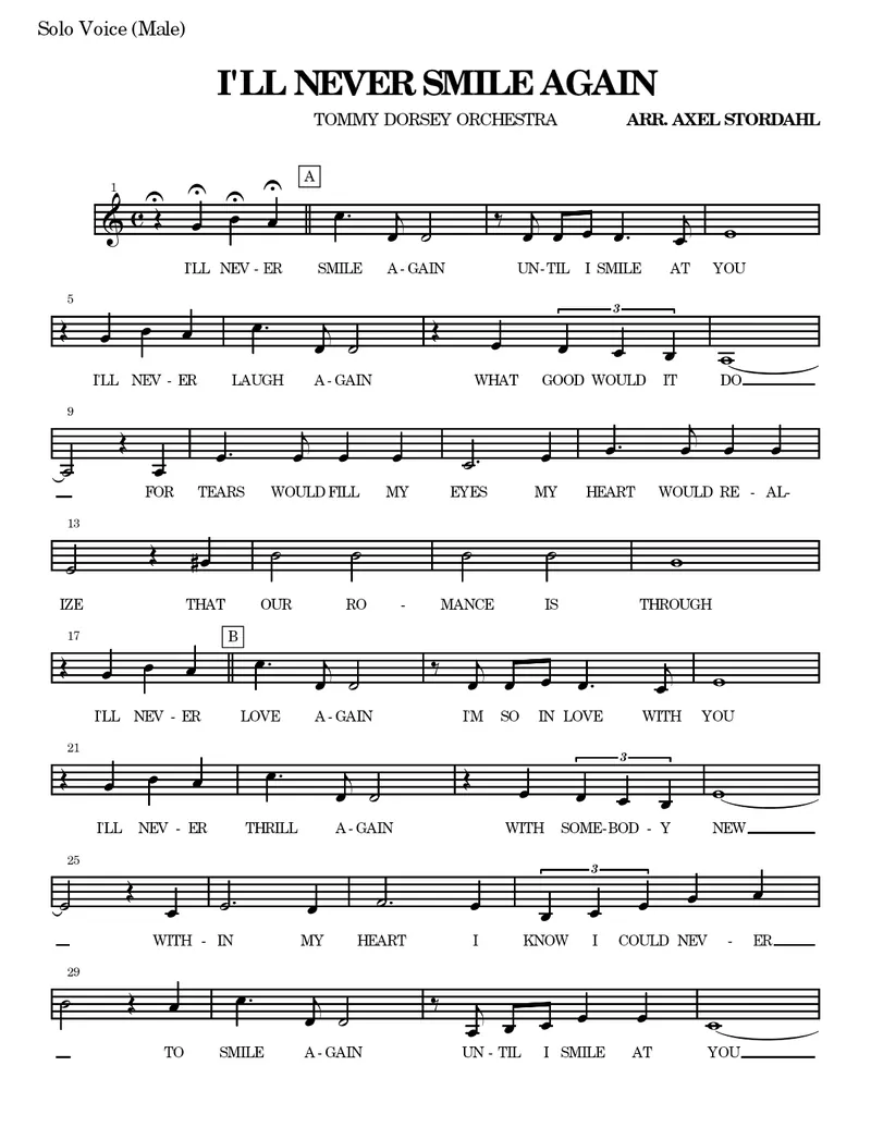I'll Never Smile Again score preview