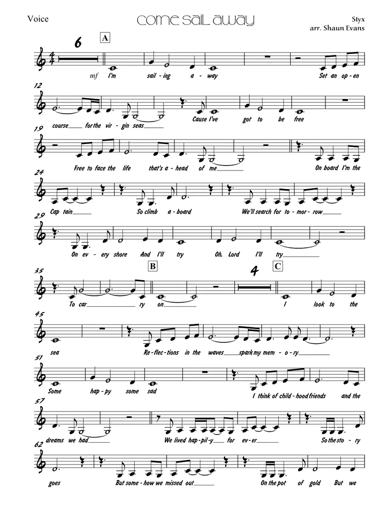 Come Sail Away score preview