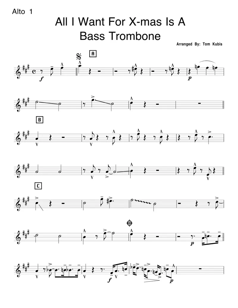 All I Want For Christmas Is A Bass Trombone score preview