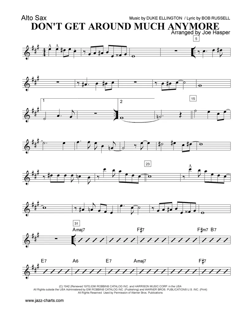 Don't Get Around Much Anymore score preview