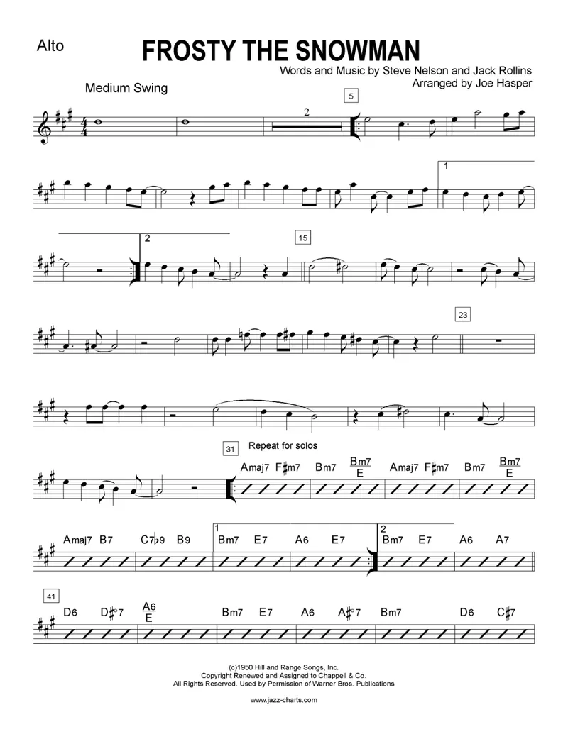 Frosty The Snowman score preview