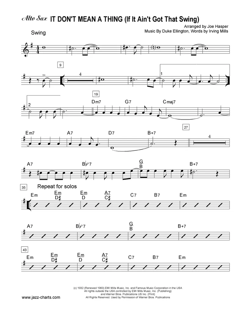 It Don't Mean A Thing score preview