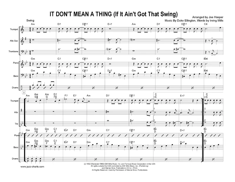 It Don't Mean A Thing score preview