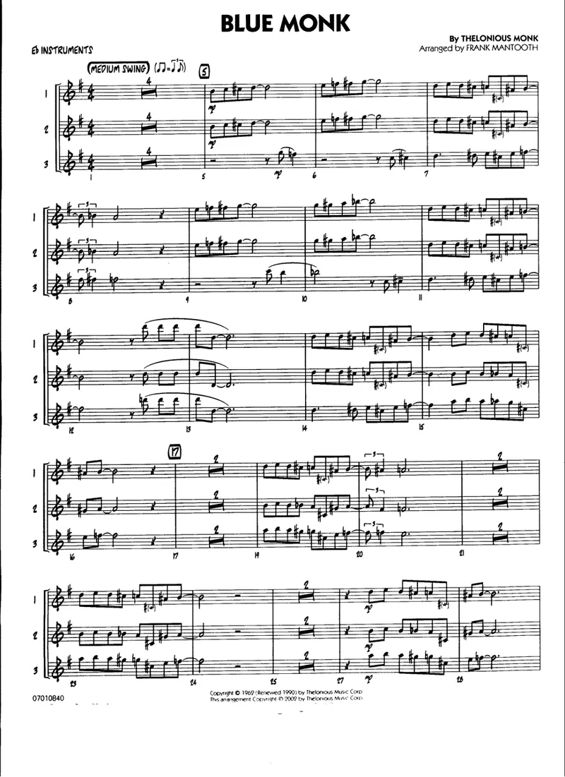 Blue Monk score preview