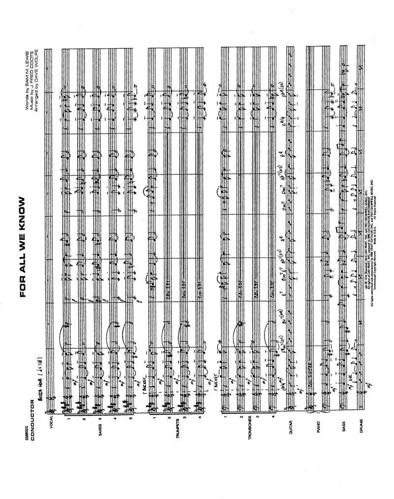 For All We Know score preview