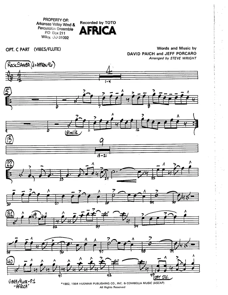 Africa - 3 horns + Rhythm score preview