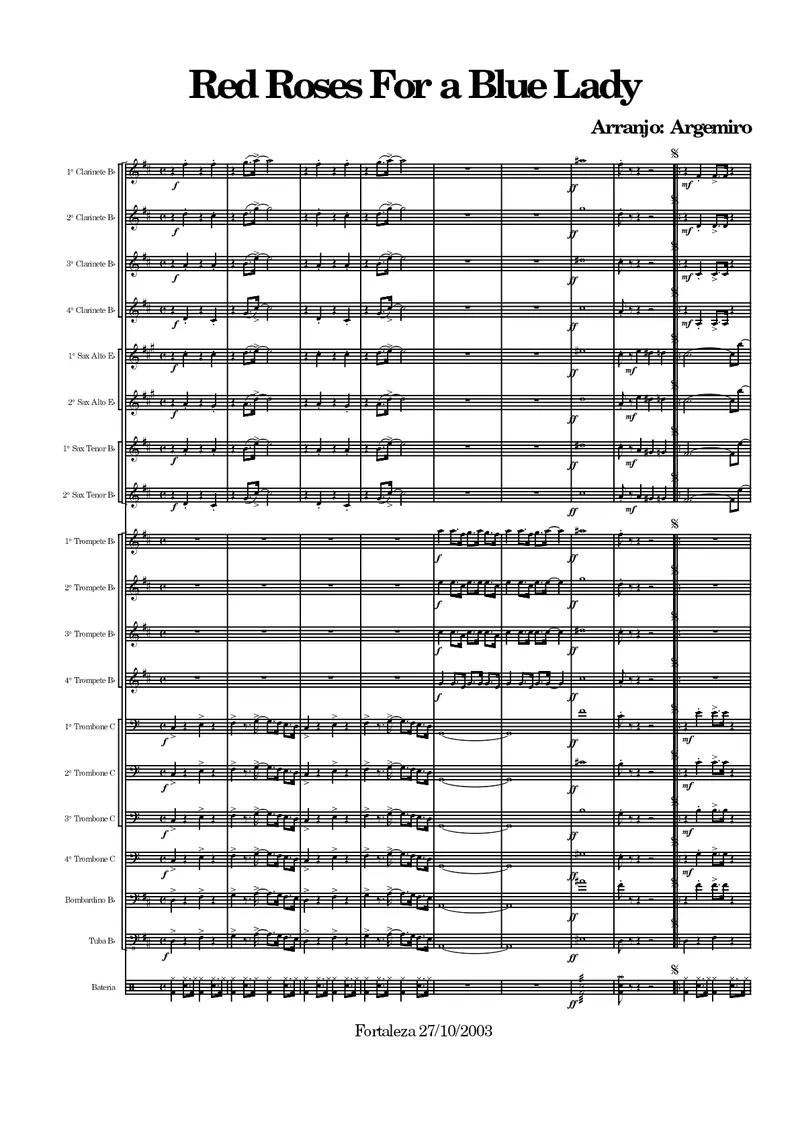 Red Roses For A Blue Lady score preview