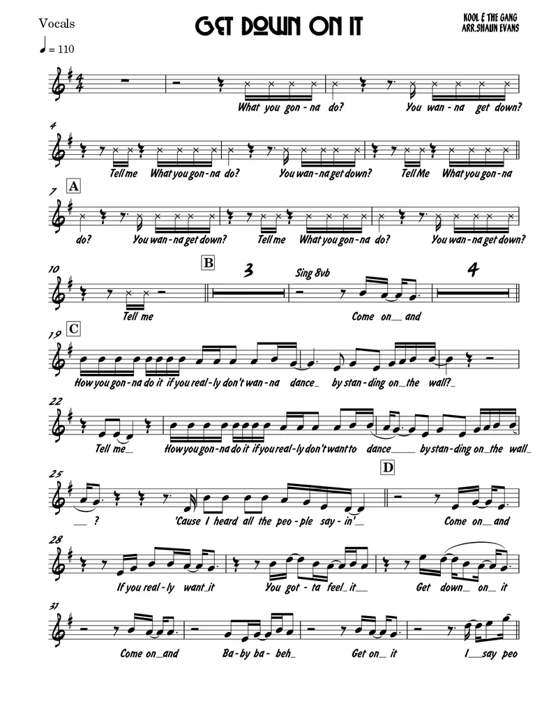 Get Down On It - 3 horns + Rhythm score preview