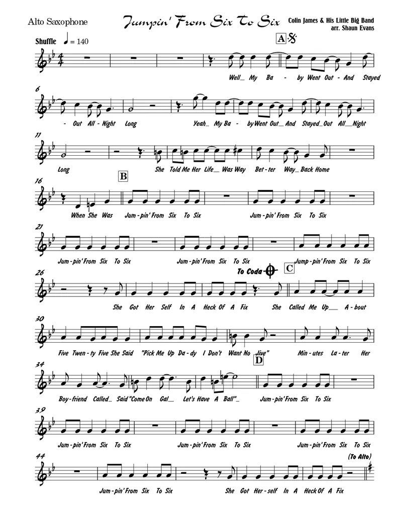Jumpin' From Six To Six score preview