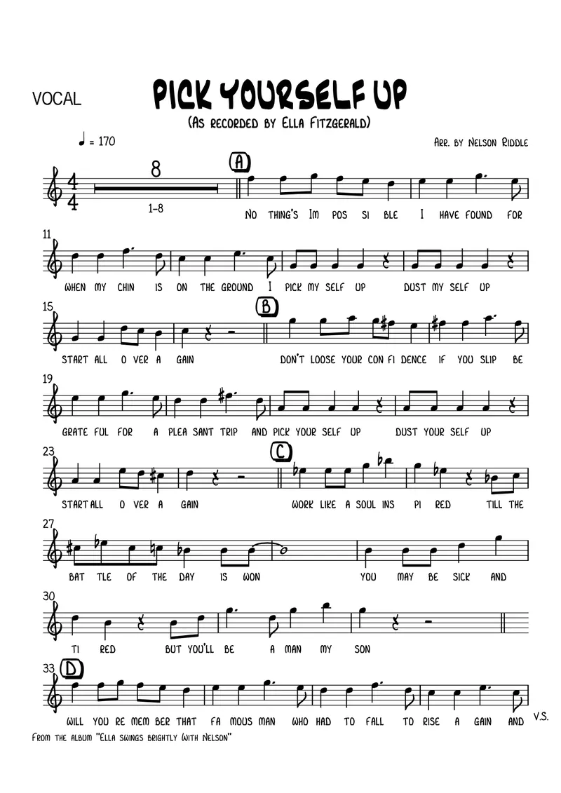 Pick Yourself Up score preview