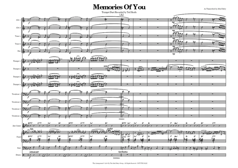 Memories Of You score preview