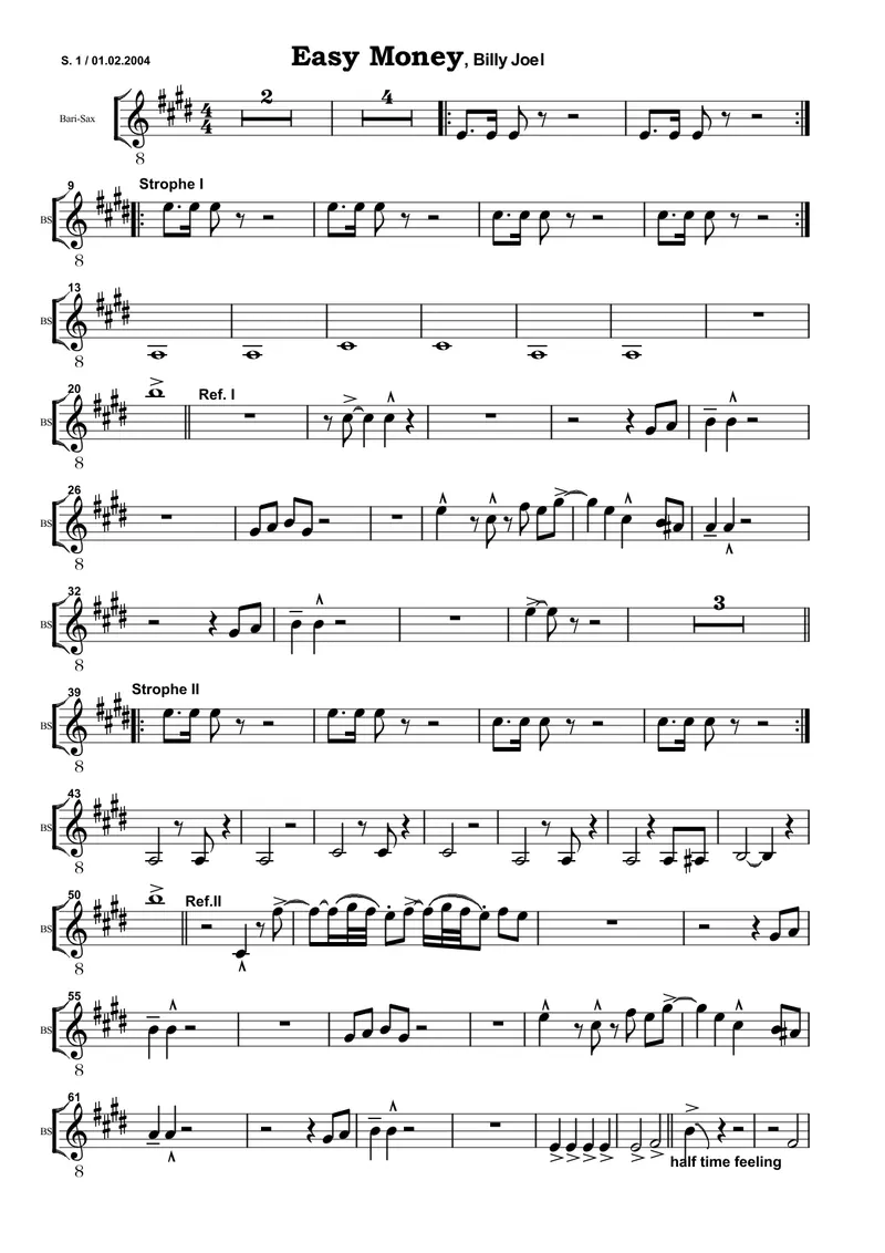 Easy Money - 3 Horns score preview