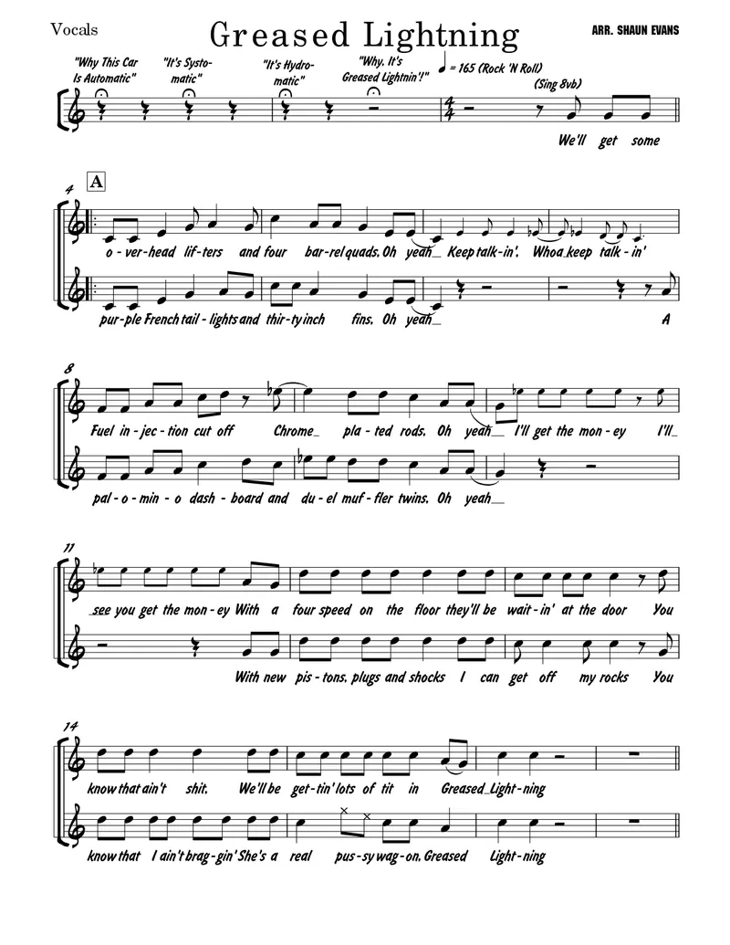 Greased Lightning score preview