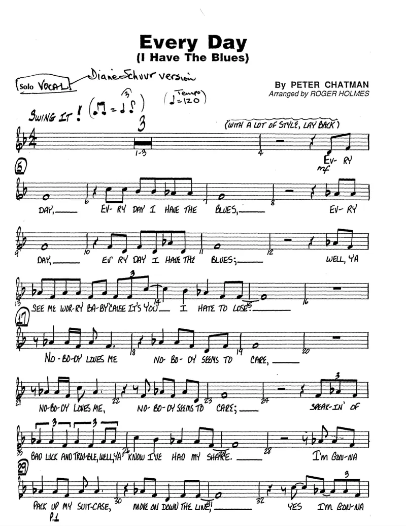 Every Day I Have The Blues (vocal) score preview