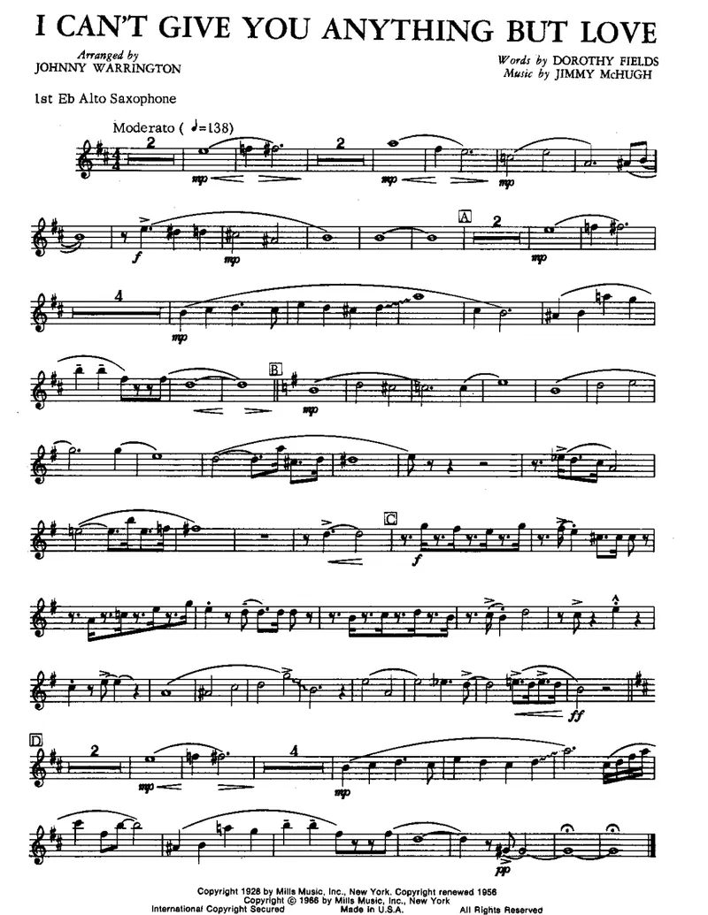 I Can't Give You Anything But Love score preview
