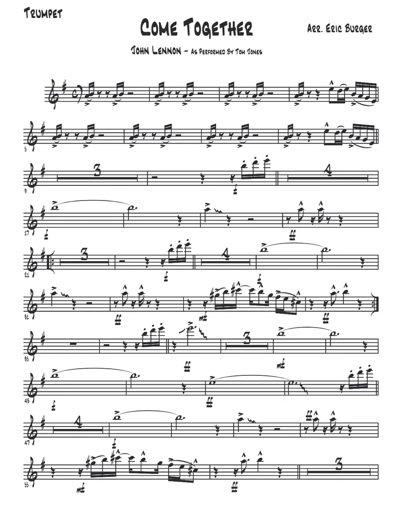 Come Together - 3 horns + Rhythm score preview