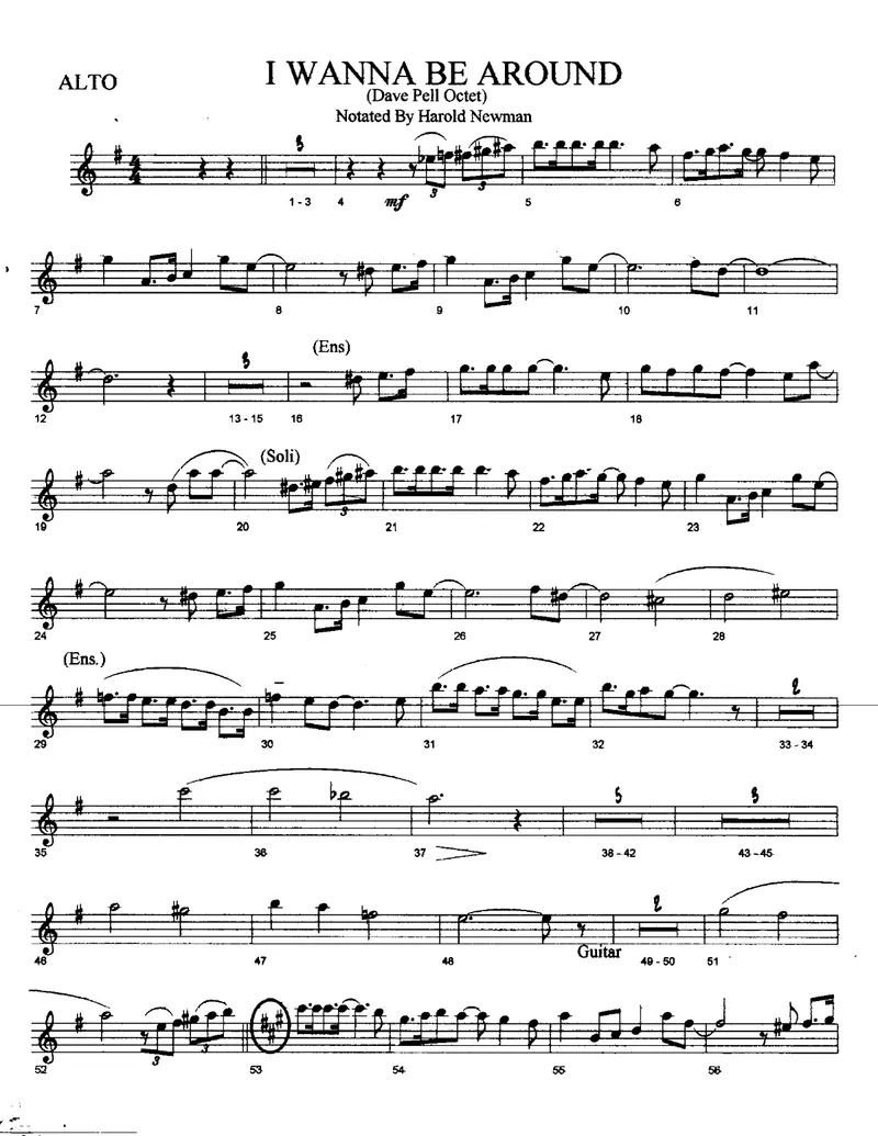 I Wanna Be Around score preview