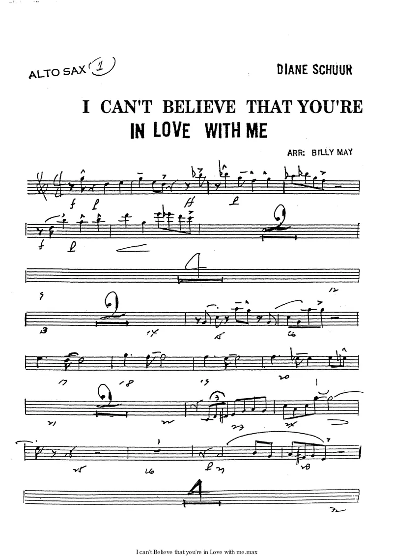 I Can't Believe That You're In Love With Me (May, B) 62p Voc Eb Dianne Schuur score preview