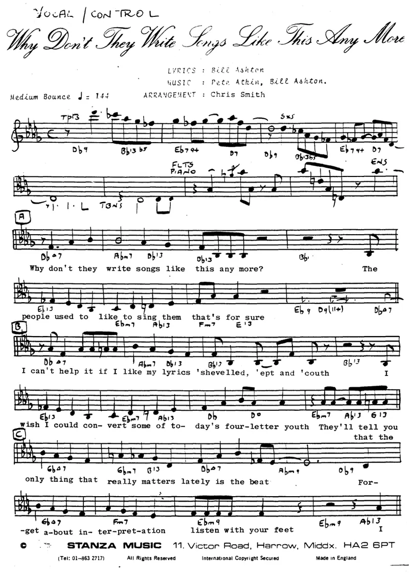 Why Don't They Write Songs Like This Any More preview page 1