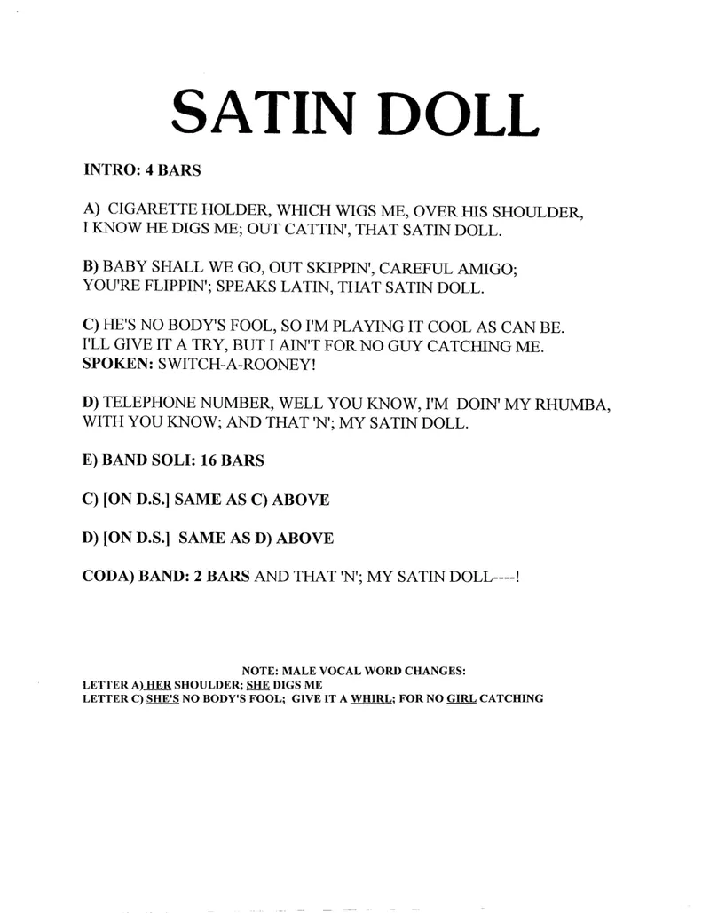 Satin Doll-Nancy Wilson-Ron Davis-Small score preview