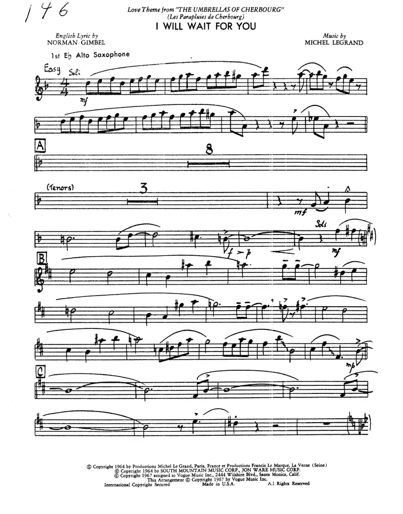 I Will Wait For You score preview