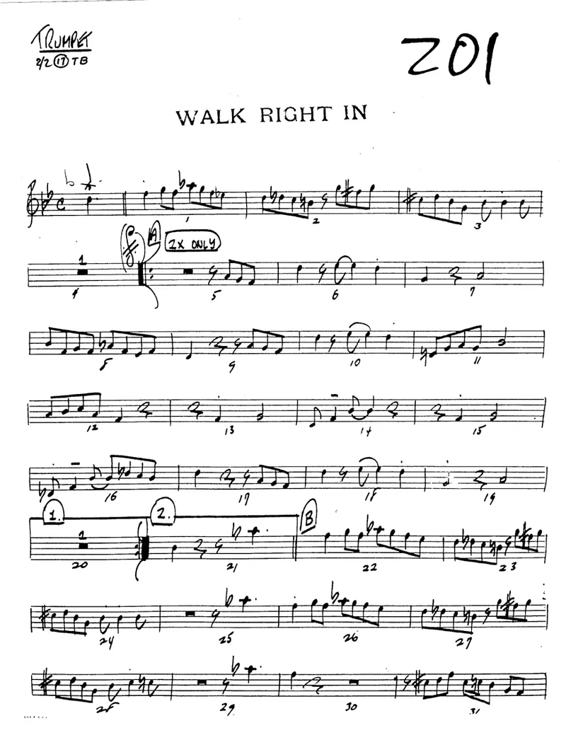 Walk Right In score preview