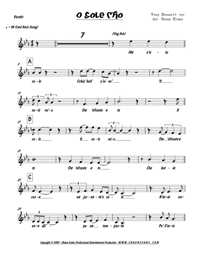 O Sole Mio score preview