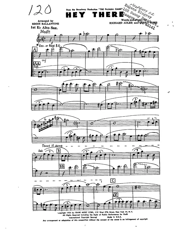 Hey There score preview