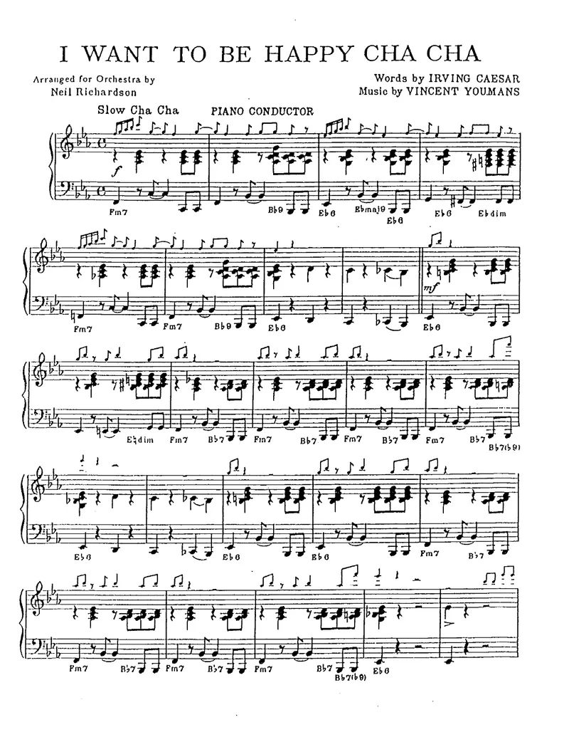 I Want To Be Happy Cha Cha score preview