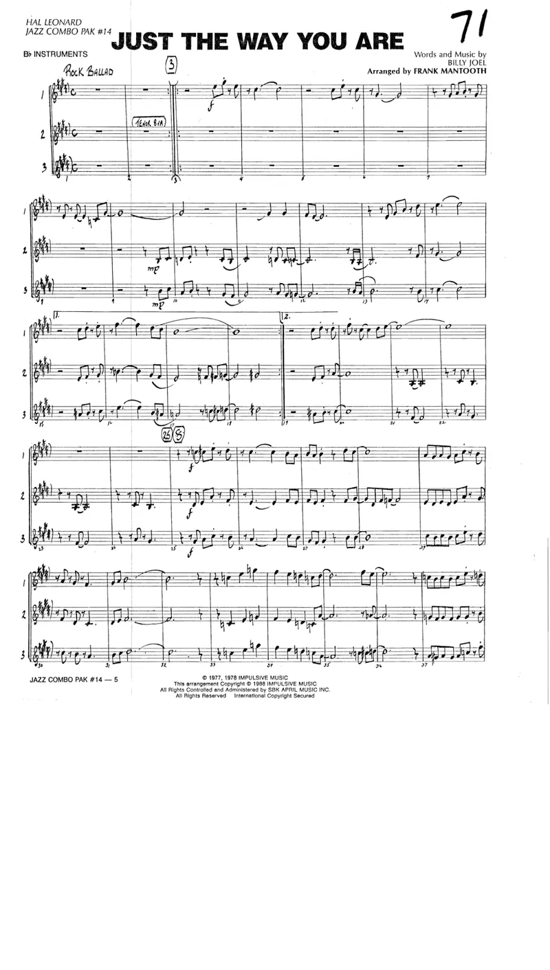 Just The Way You Are score preview