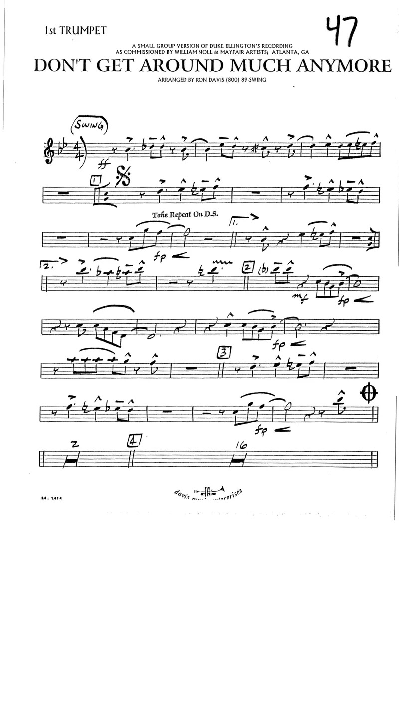 Don't Get Around Much Anymore (Bob Russel & Duke Ellington) (arr. R. Davis) (complete no score) score preview