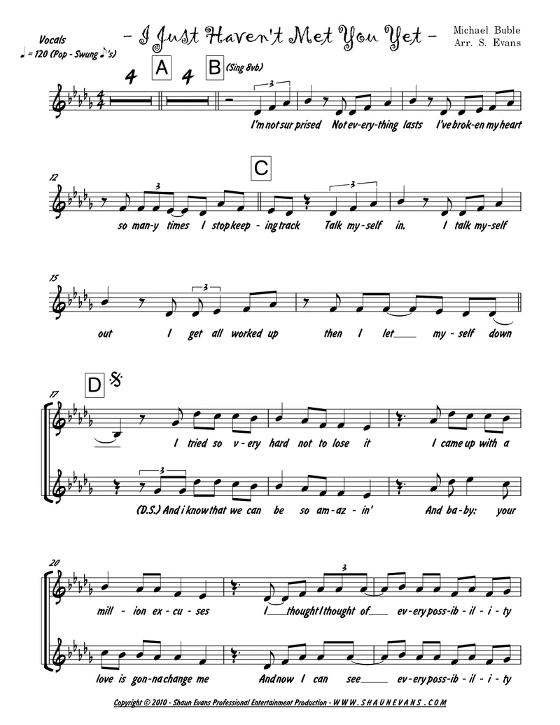 I Just Havent Met You Yet score preview