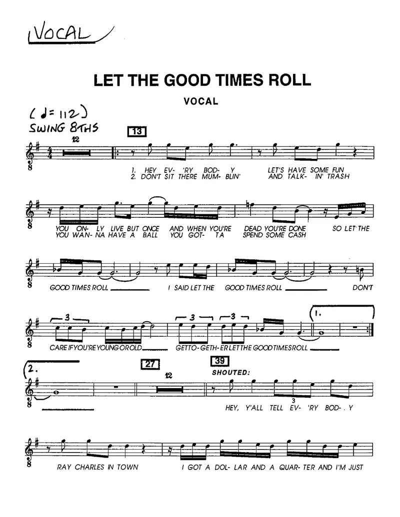 Let The Good Times Roll score preview
