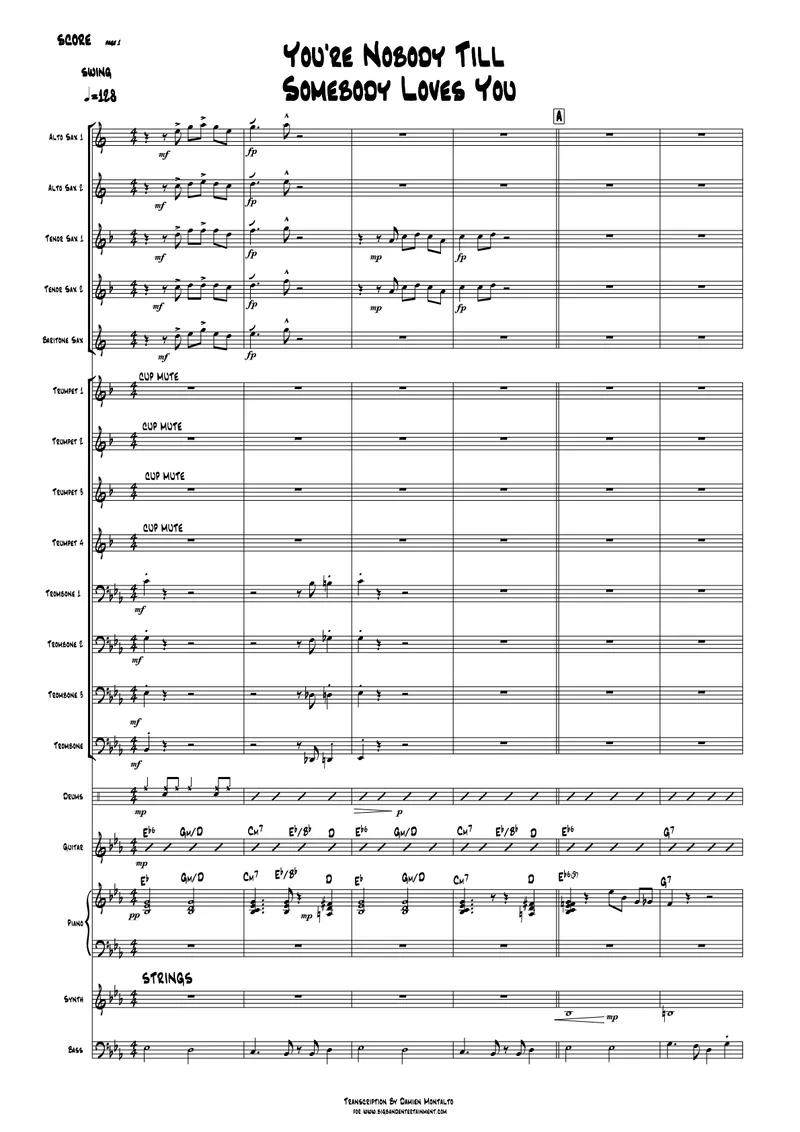 You're Nobody Till Somebody Loves You score preview