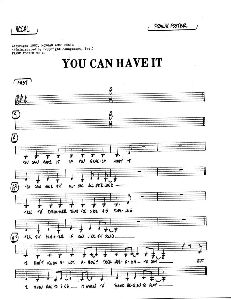 You Can Have It (vocal) score preview