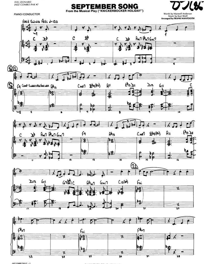 September Song score preview