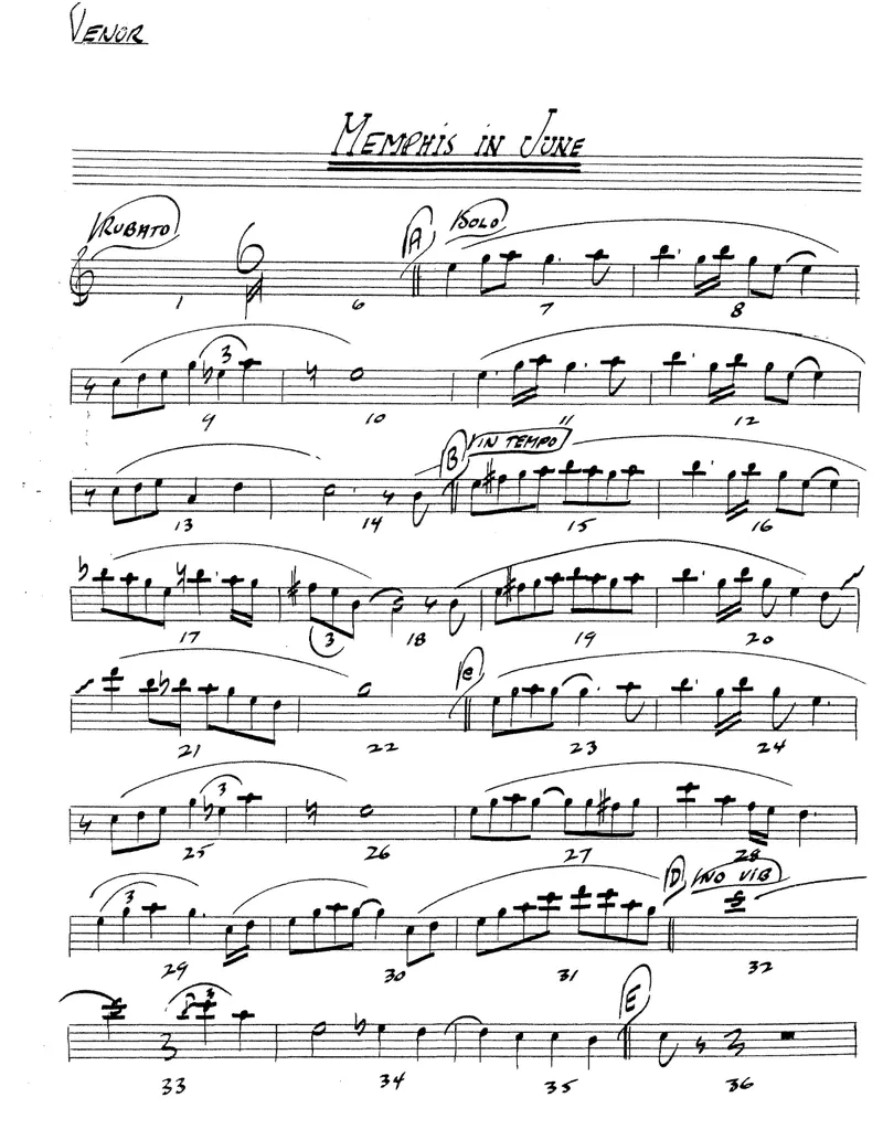 Memphis In June score preview