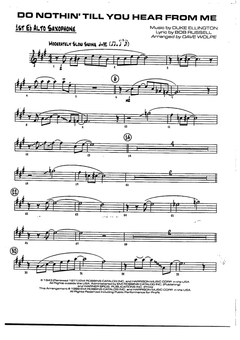 Do Nothin' Till You Hear From Me score preview
