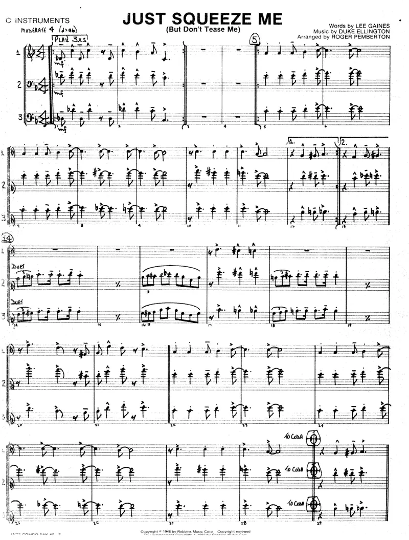 Just Squeeze Me score preview