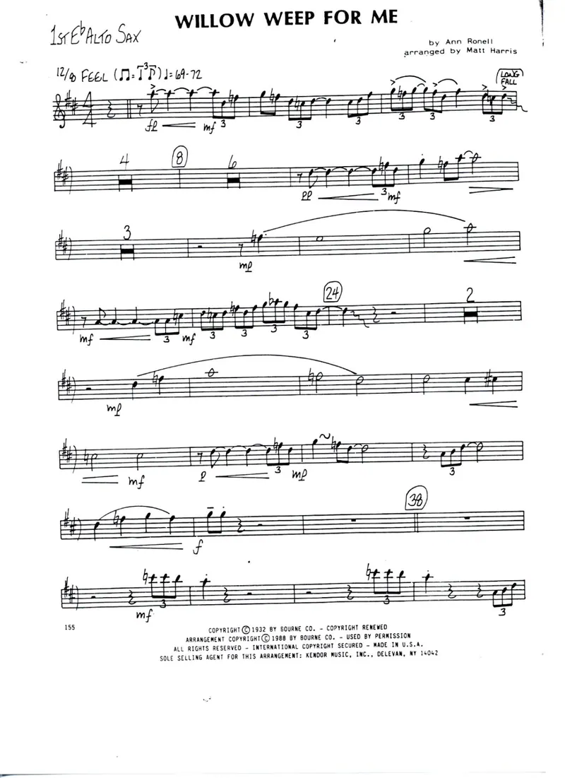 Willow Weep For Me score preview