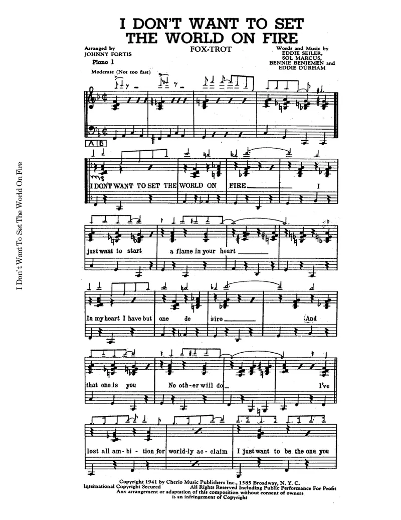 I Don't Want To Set The World On Fire score preview